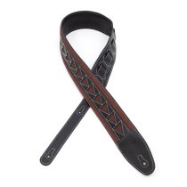 2.5″ Leather Strap with Burgundy Suede and Black Leather Arrow Pattern, Black