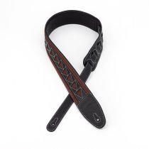 2.5" Leather Strap with Burgundy Suede and Black Leather Arrow Pattern, Black