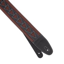 2.5" Leather Strap with Burgundy Suede and Black Leather Arrow Pattern, Black