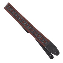 2.5" Leather Strap with Burgundy Suede and Black Leather Arrow Pattern, Black