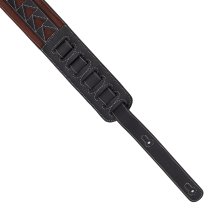 2.5" Leather Strap with Burgundy Suede and Black Leather Arrow Pattern, Black