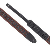 2.5" Leather Strap with Burgundy Suede and Black Leather Arrow Pattern, Black