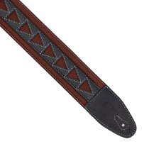2.5" Leather Strap with Burgundy Suede and Black Leather Arrow Pattern, Black