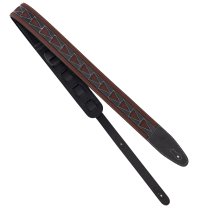 2.5" Leather Strap with Burgundy Suede and Black Leather Arrow Pattern, Black