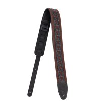 2.5" Leather Strap with Burgundy Suede and Black Leather Arrow Pattern, Black