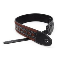 2.5" Leather Strap with Burgundy Suede and Black Leather Arrow Pattern, Black