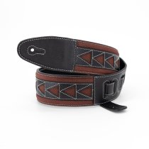 2.5" Leather Strap with Burgundy Suede and Black Leather Arrow Pattern, Black