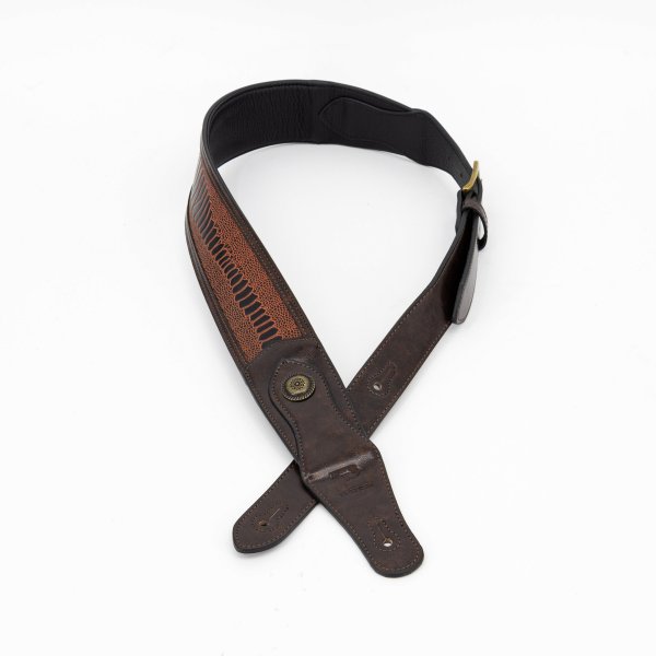 Western Strap with Brass Buckle, Brown Crocodile Pattern