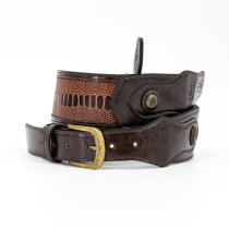 Western Strap with Brass Buckle, Brown Crocodile Pattern