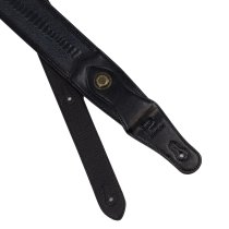 Western Strap with Brass Buckle, Black Crocodile Pattern