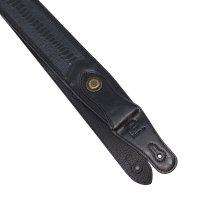 Western Strap with Brass Buckle, Black Crocodile Pattern