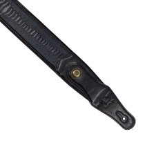 Western Strap with Brass Buckle, Black Crocodile Pattern