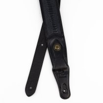 Western Strap with Brass Buckle, Black Crocodile Pattern