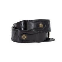 Western Strap with Brass Buckle, Black Crocodile Pattern