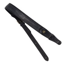 Western Strap with Brass Buckle, Black Crocodile Pattern