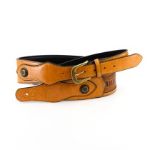 Western Strap with Brass Buckle, Tan Crocodile Pattern