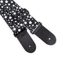 Terylene, Black with White Star Pattern Printed Strap