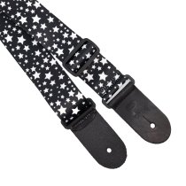 Terylene, Black with White Star Pattern Printed Strap