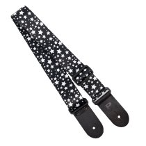 Terylene, Black with White Star Pattern Printed Strap