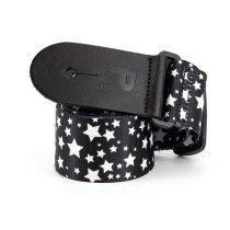 Terylene, Black with White Star Pattern Printed Strap