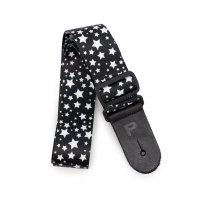 Terylene, Black with White Star Pattern Printed Strap