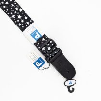 Terylene, Black with White Star Pattern Printed Strap