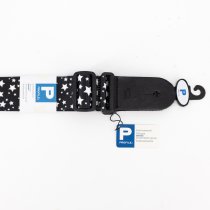 Terylene, Black with White Star Pattern Printed Strap