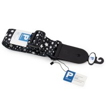 Terylene, Black with White Star Pattern Printed Strap