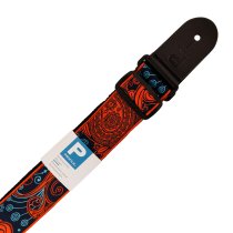 Nylon Jacquard Weave Orange and Blue Paisley Strap