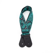 2.5″ Jacquard Weave Teal and Black Paisley Pattern Strap