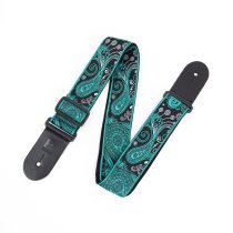 2.5" Jacquard Weave Teal and Black Paisley Pattern Strap