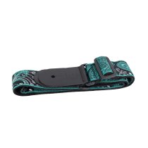 2.5" Jacquard Weave Teal and Black Paisley Pattern Strap