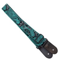 2.5" Jacquard Weave Teal and Black Paisley Pattern Strap