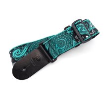 2.5" Jacquard Weave Teal and Black Paisley Pattern Strap