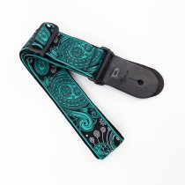 2.5" Jacquard Weave Teal and Black Paisley Pattern Strap