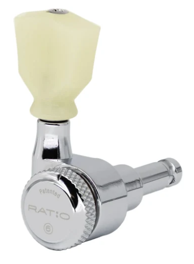 Locking Ratio Calibrated Machine Heads for Gibson & PRS Guitars, 3x3 Configuration, Chrome