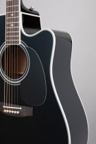 Pro Series Dreadnought Acoustic Electric Guitar With Case, Black