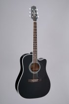 Pro Series Dreadnought Acoustic Electric Guitar With Case, Black