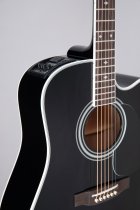Pro Series Dreadnought Acoustic Electric Guitar With Case, Black
