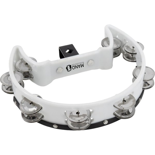 Drum Set Tambourine, White Cutaway