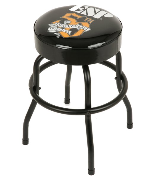 50th Anniversary ESP Bar Stool with Cushioned Seat and Steel Frame, Black