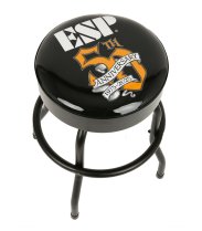 50th Anniversary ESP Bar Stool with Cushioned Seat and Steel Frame, Black