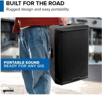 15" Powered PA Speaker with Bluetooth Streaming, Built-In 3-Channel Mixer, RGB LED Light Show and 1300W Peak Power