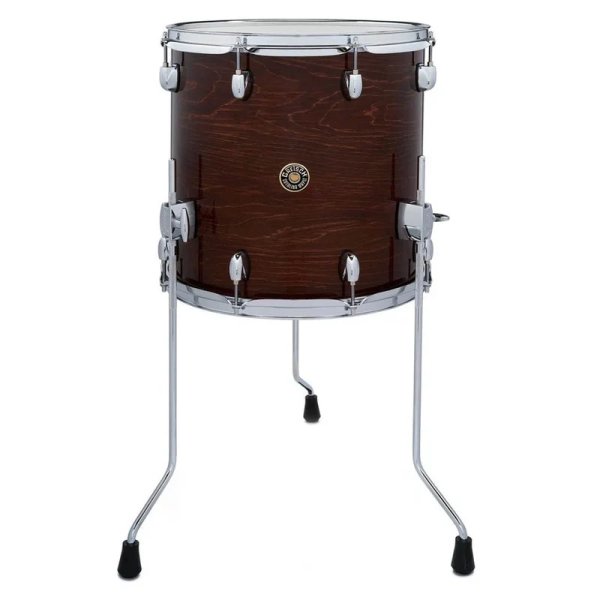 Floor Tom Drum with 7-Ply Maple Shell, 30° Bearing Edges, 2.3mm Steel Hoops and Remo Heads, Satin Deep Cherry Burst