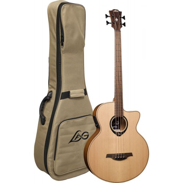 LAG HyVibe H2 HV10BCE Jumbo Acoustic Bass Cutaway Satin with Gigbag