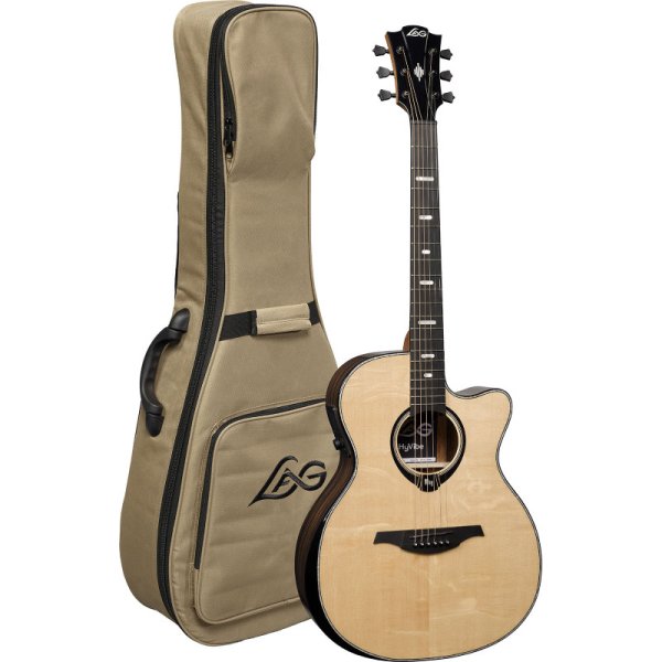 LAG HyVibe H2 HV50ACE Auditorium Bevel Cutaway Gloss Smart Guitar with Gigbag