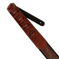 Leather Padded Strap with Celtic Knot Pattern Dark Brown