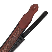 Leather Padded Strap with Celtic Knot Pattern Dark Brown