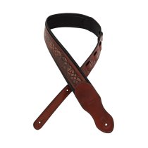 Leather Padded Strap with Celtic Knot Pattern Dark Brown
