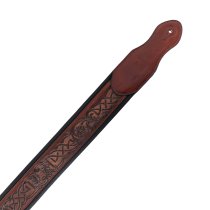 Leather Padded Strap with Celtic Knot Pattern Dark Brown